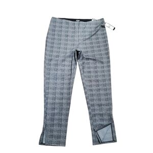 SOHO Plaid Slacks NWT Split Ankle Pull On Grey Grid XL